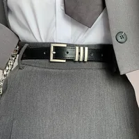 Basic Retro Solid Color Alloy Women's Leather Belts main image 1
