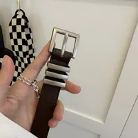 Basic Retro Solid Color Alloy Women's Leather Belts sku image 2