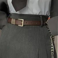 Basic Retro Solid Color Alloy Women's Leather Belts main image 2