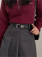 De Base Rétro Couleur Unie Alliage Femmes Ceintures En Cuir main image 4