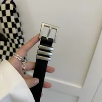 Basic Retro Solid Color Alloy Women's Leather Belts sku image 1