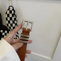 Basic Retro Solid Color Alloy Women's Leather Belts sku image 3