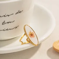 IG Style 304 Stainless Steel Flower Plating Women's Open Rings main image 4