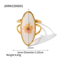 IG Style 304 Stainless Steel Flower Plating Women's Open Rings sku image 1
