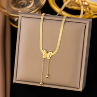 Wholesale Jewelry U Shape Heart Shape Simple Style Acrylic Artificial Rhinestones Plastic 304 Stainless Steel 18K Gold Plated Pendant Necklace Plating Inlay sku image 28