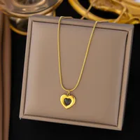 Wholesale Jewelry U Shape Heart Shape Simple Style Acrylic Artificial Rhinestones Plastic 304 Stainless Steel 18K Gold Plated Pendant Necklace Plating Inlay sku image 11