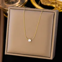 Wholesale Jewelry U Shape Heart Shape Simple Style Acrylic Artificial Rhinestones Plastic 304 Stainless Steel 18K Gold Plated Pendant Necklace Plating Inlay sku image 6