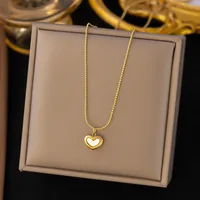 Wholesale Jewelry U Shape Heart Shape Simple Style Acrylic Artificial Rhinestones Plastic 304 Stainless Steel 18K Gold Plated Pendant Necklace Plating Inlay sku image 22