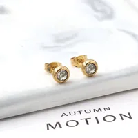 1 Pair Round Simple Style Stainless Steel Zircon Inlay Ear Studs main image 1