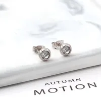 1 Pair Round Simple Style Stainless Steel Zircon Inlay Ear Studs main image 3