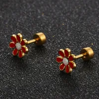 Simple Style Flower 304 Stainless Steel No Inlaid Earrings Ear Studs main image 5