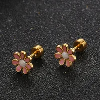 Simple Style Flower 304 Stainless Steel No Inlaid Earrings Ear Studs main image 1