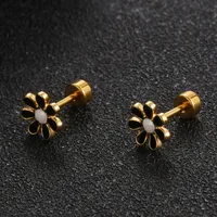 Simple Style Flower 304 Stainless Steel No Inlaid Earrings Ear Studs main image 3
