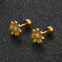 Simple Style Flower 304 Stainless Steel No Inlaid Earrings Ear Studs main image 4