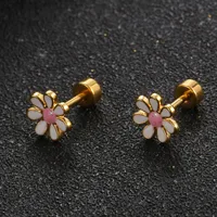 Simple Style Flower 304 Stainless Steel No Inlaid Earrings Ear Studs main image 2