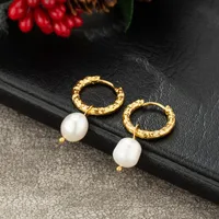 1 Pair Solid Color Vintage Style Stainless Steel Gold Plated Plating Earrings main image 6