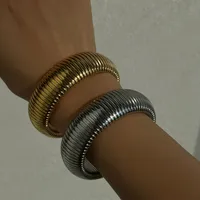 Solid Color IG Style Basic 18K Gold Plated 304 Stainless Steel Bangle In Bulk main image 2