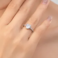 Dulce Brillante Forma De Corazón Plata Esterlina Embutido Diamantes De Imitación Anillos 1 Pieza main image 2