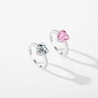 Dulce Brillante Forma De Corazón Plata Esterlina Embutido Diamantes De Imitación Anillos 1 Pieza main image 4