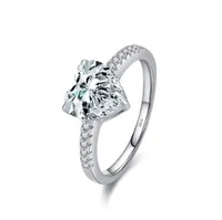 Dulce Brillante Forma De Corazón Plata Esterlina Embutido Diamantes De Imitación Anillos 1 Pieza sku image 1