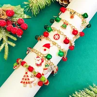 Père Noël Flocon De Neige Wapiti Style De Bande Dessinée Mignon Zircon Alliage Bracelets De Gros main image 5