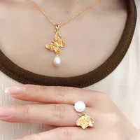 Elegant Lady Geometric Freshwater Pearl Rings Earrings Necklace In Bulk main image 2