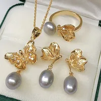 Elegant Lady Geometric Freshwater Pearl Rings Earrings Necklace In Bulk main image 5