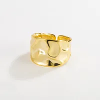 Casual Modern Style Simple Style 925 Sterling Silver Solid Color Monogram Crack Plating 18K Gold Plated Silver Plated Women's Wide Band Rings Open Rings Rings main image 5