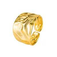 Casual Modern Style Simple Style 925 Sterling Silver Solid Color Monogram Crack Plating 18K Gold Plated Silver Plated Women's Wide Band Rings Open Rings Rings main image 2