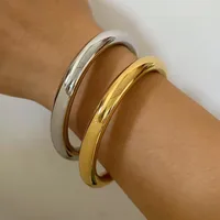 Couleur Unie Style IG Style Simple Plaqué Or 16 Carats Or Blanc Plaqué Plaqué Or Acier Inoxydable 304 Bracelet En Masse main image 1