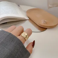Casual Modern Style Simple Style 925 Sterling Silver Solid Color Monogram Crack Plating 18K Gold Plated Silver Plated Women's Wide Band Rings Open Rings Rings main image 6