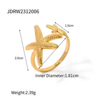 Wholesale Jewelry Starfish IG Style 304 Stainless Steel Open Rings Plating main image 6