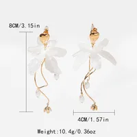 1 Pair Flower Elegant Sweet 304 Stainless Steel Arylic Gold Plated Plating Drop Earrings sku image 1