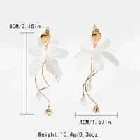 1 Pair Flower Elegant Sweet 304 Stainless Steel Arylic Gold Plated Plating Drop Earrings main image 2