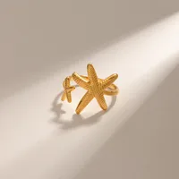 Joyería Al Por Mayor Estrella De Mar Estilo IG Acero Inoxidable 304 Anillos Abiertos Enchapado main image 3