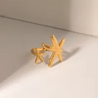 Wholesale Jewelry Starfish IG Style 304 Stainless Steel Open Rings Plating main image 2
