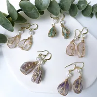 1 Pair Geometric Retro Simple Style Natural Stone Copper Gold Plated Irregular Pearl Plating Earrings main image 1