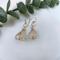 1 Pair Geometric Retro Simple Style Natural Stone Copper Gold Plated Irregular Pearl Plating Earrings main image 4