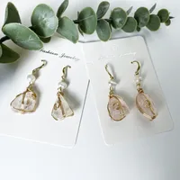 1 Pair Geometric Retro Simple Style Natural Stone Copper Gold Plated Irregular Pearl Plating Earrings main image 5