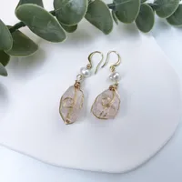 1 Pair Geometric Retro Simple Style Natural Stone Copper Gold Plated Irregular Pearl Plating Earrings sku image 1