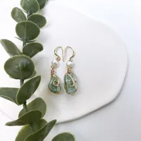 1 Pair Geometric Retro Simple Style Natural Stone Copper Gold Plated Irregular Pearl Plating Earrings sku image 3