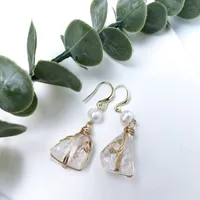 1 Pair Geometric Retro Simple Style Natural Stone Copper Gold Plated Irregular Pearl Plating Earrings sku image 2