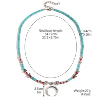 Geometric Retro Bohemian Alloy Turquoise Pendant Necklace Multi Charms Necklace Wholesale sku image 11