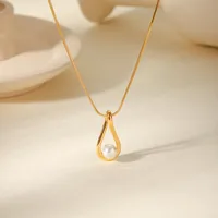 Water Droplets Shiny IG Style 18K Gold Plated 304 Stainless Steel Titanium Steel Pendant Necklace Wholesale main image 4