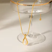 Water Droplets Shiny IG Style 18K Gold Plated 304 Stainless Steel Titanium Steel Pendant Necklace Wholesale main image 3