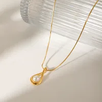 Water Droplets Shiny IG Style 18K Gold Plated 304 Stainless Steel Titanium Steel Pendant Necklace Wholesale main image 5