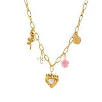 Forma De Corazón Flor Casual Estilo Vintage Señora Acero Inoxidable 304 Collar Con Múltiples Dijes Venta Al Por Mayor main image 6