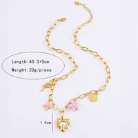 Heart Shape Flower Casual Vintage Style Lady 304 Stainless Steel Multi Charms Necklace Wholesale main image 2
