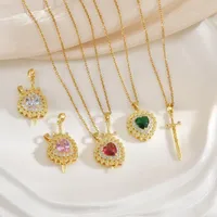 Forme De Cœur Élégant Glamour Zircon Acier Inoxydable 304 Le Cuivre Pendentif De Gros main image 1