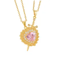 Forme De Cœur Élégant Glamour Zircon Acier Inoxydable 304 Le Cuivre Pendentif De Gros main image 3